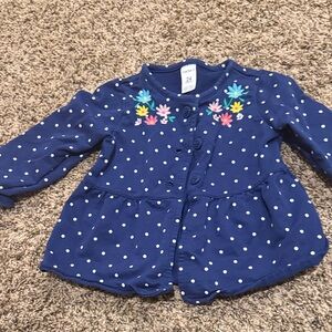 Carter's Navy Cardigan with White Dots and Floral Design